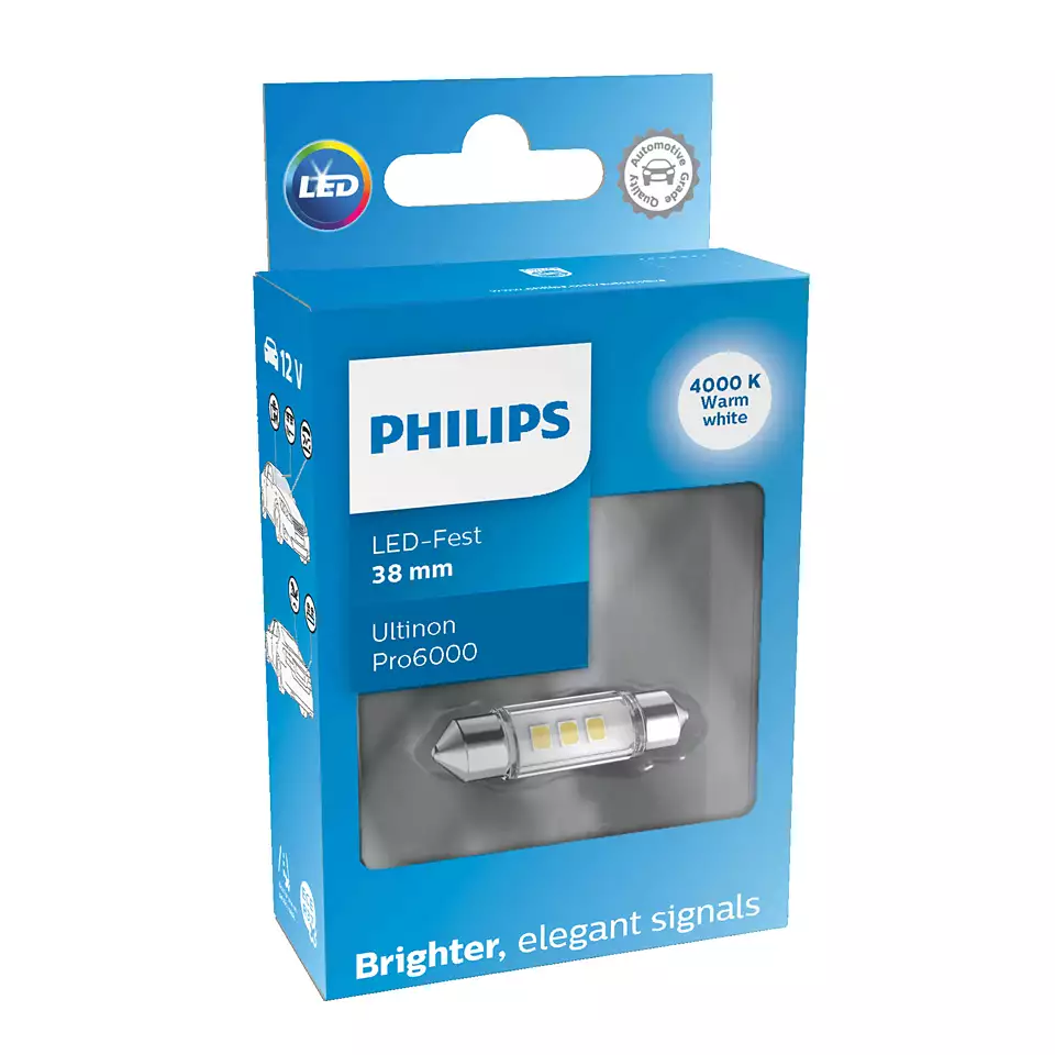 Светодиод PHILIPS 12V Ultinon Pro6000 LED 38мм 4000К