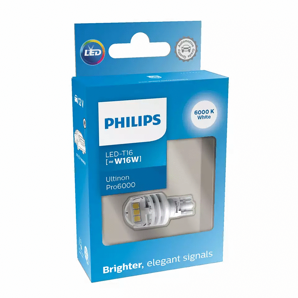 Комплект светодиодных ламп W16W Philips Ultinon Pro6000 LED 6000K