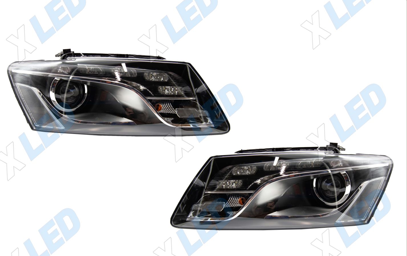 Комплект фар Audi Q5 (2008-2012) с bi-led линзами Х4 X-LED, подключение ксенон