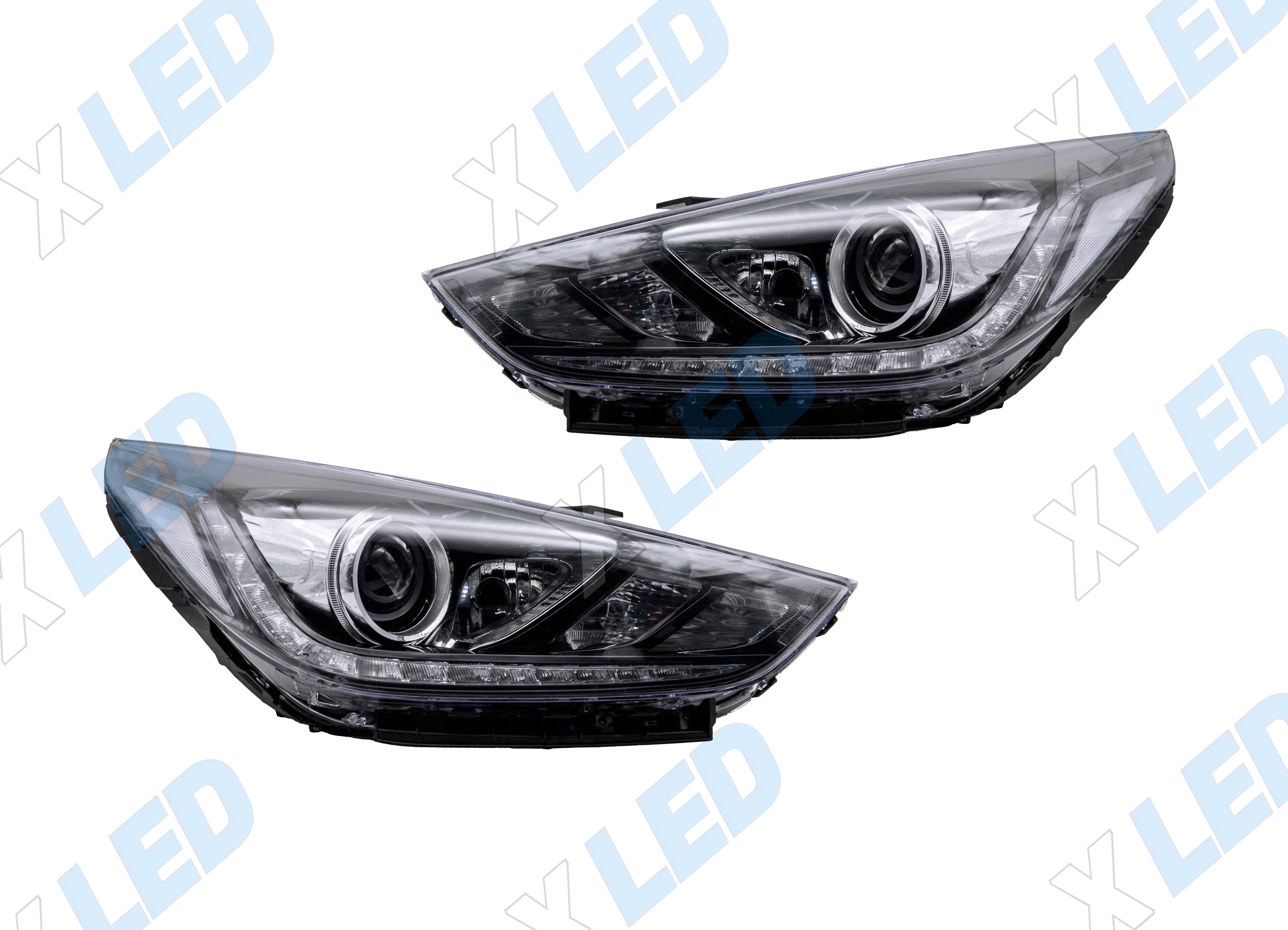 Комплект фар Hyundai Solaris (2017-2020) с bi-led линзами Х4 X-LED, подключение галоген