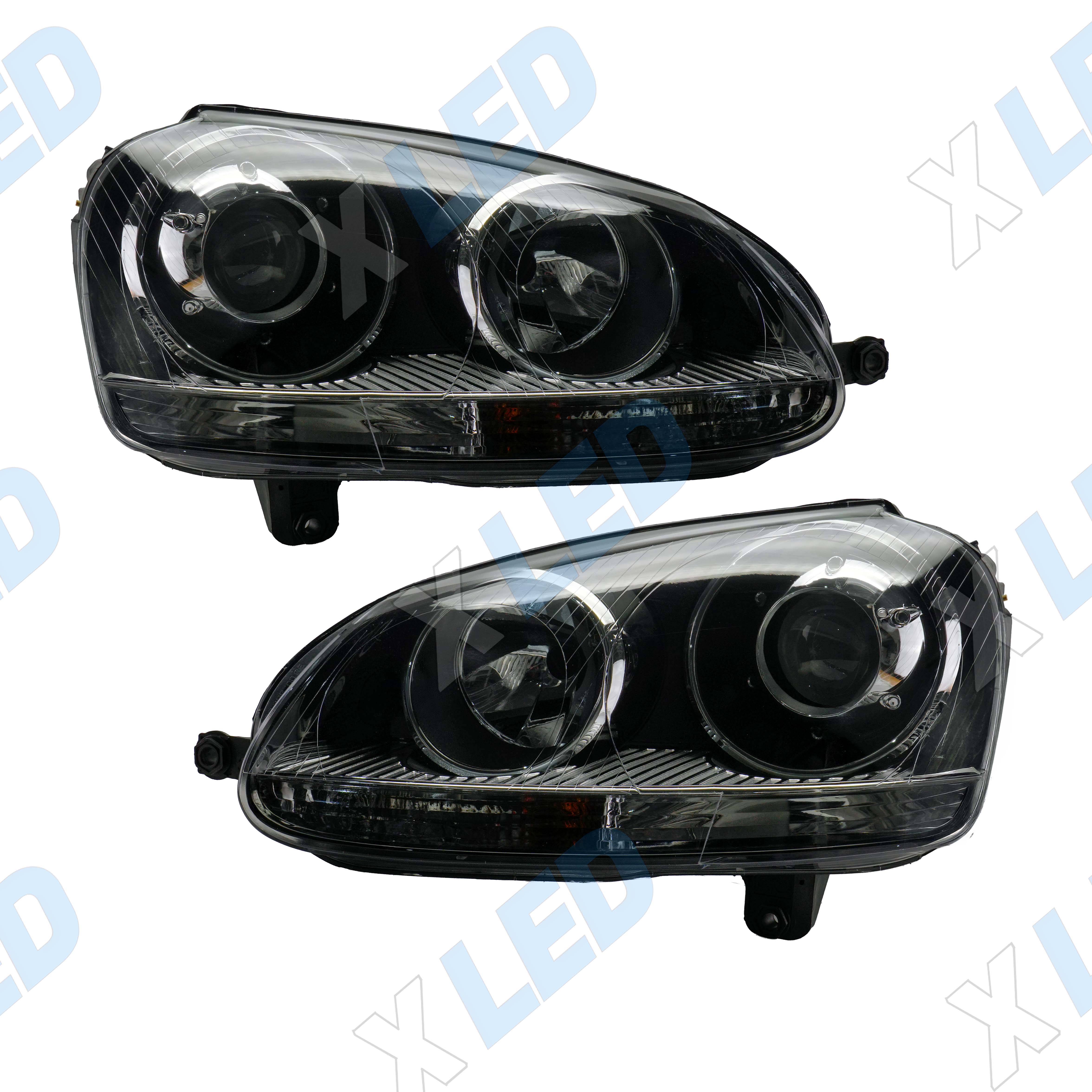 Комплект фар (тюнинг) Volkswagen Golf 5 (2003-2006) Chrome, линза галоген, 9Pin