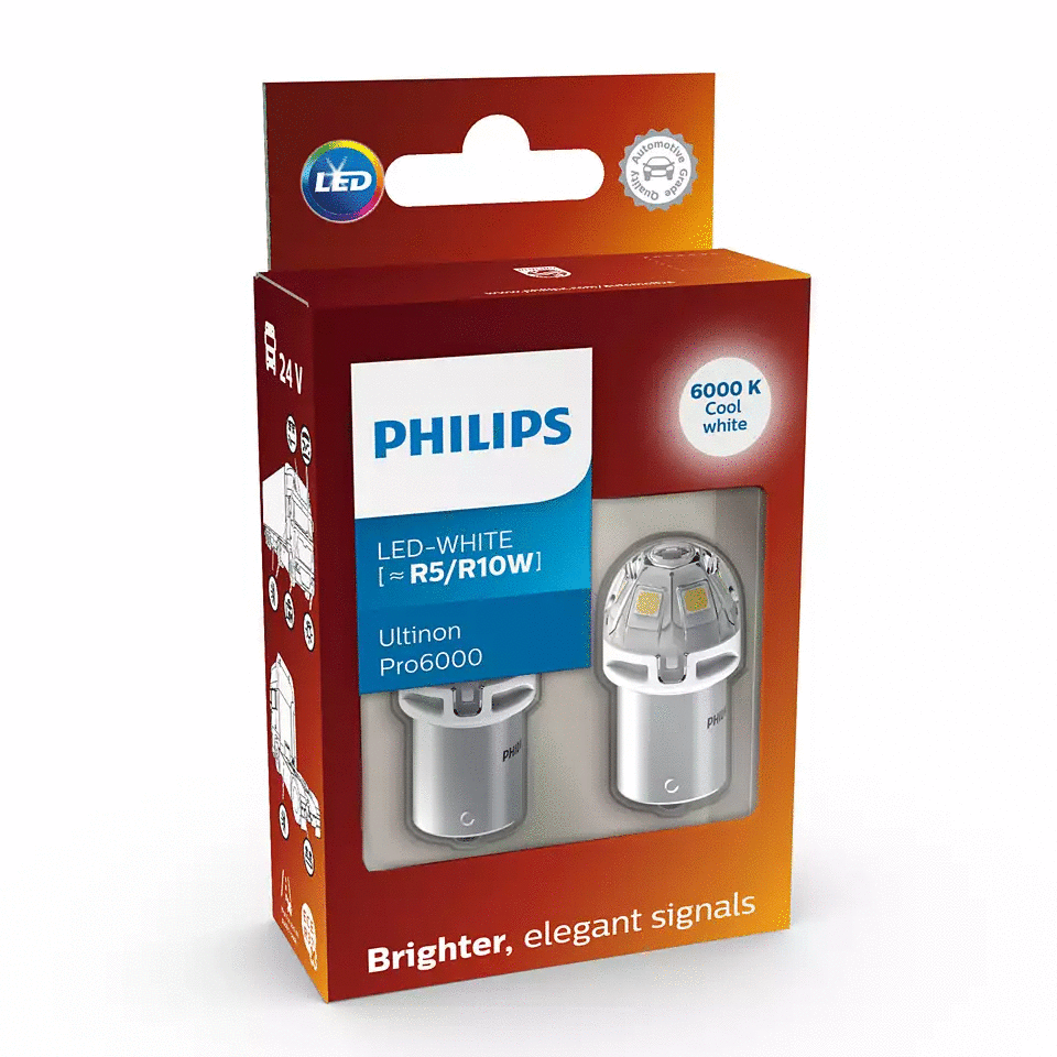 Комплект светодиодных ламп R5W/R10W Philips Ultinon Pro6000 12V LED 6000K