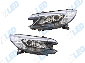 Комплект фар Honda CR-V (2012-2015) с bi-led линзами Х4 X-LED, подключение галоген
