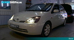 Установка би-ксеноновых линз Hella 3R+ |  Toyota Prius 2001 год