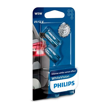 Комплект галогенных ламп W5W Philips 12V White Vision