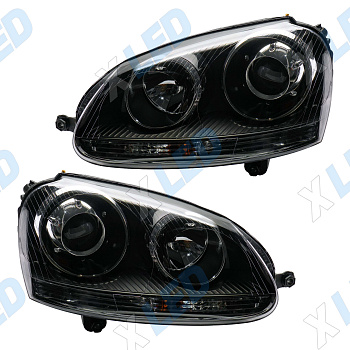 Комплект фар (тюнинг) Volkswagen Golf 5 (2003-2006) Black, линза галоген, 9Pin