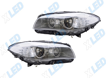 Комплект фар BMW 5 F10 AFS (2011-2013) с bi-led линзами ХV6 X-LED, подключение ксенон