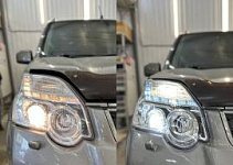 Nissan X-Trail замена штатных линз на Bi-Led