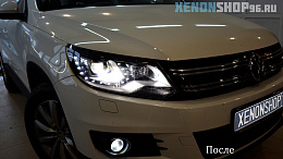 Volkswagen Tiguan - Установка би-ксеноновых линз для ПТФ