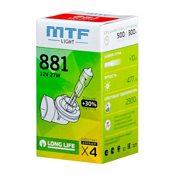 Галогенная лампа Н27/2 MTF Standard 881 +30% 12V