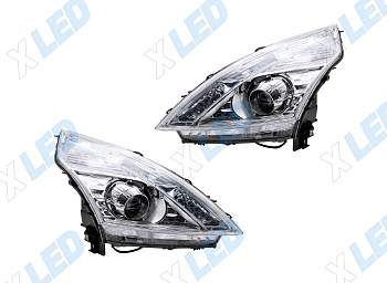 Комплект фар Nissan Teana (2011-2013) с bi-led линзами Х5 X-LED, подключение ксенон