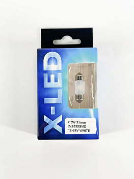 Комплект светодиодных ламп C5W 31mm X-LED (2*2835SMD) Canbus 12V White