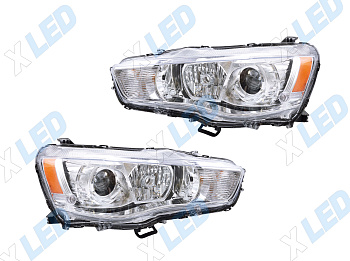 Комплект фар Mitsubishi Outlander XL (2010-2013) с bi-led линзами Х4 X-LED, подключение ксенон