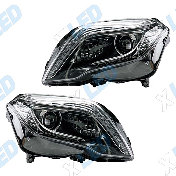 Комплект фар (тюнинг) Mercedes GLK X204 I рест (2012-2015) Led №1 линза галоген