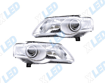 Комплект фар Volkswagen Passat B6 (2005-2011) с bi-led линзами ХV6 X-LED, подключение галоген