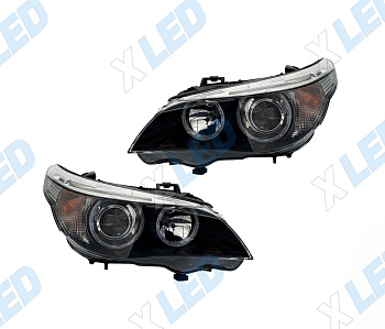 Комплект фар BMW 5 E60 (2003-2009) с bi-led линзами Х6 X-LED, подключение ксенон