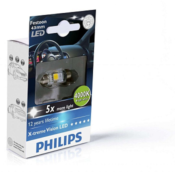 Светодиодная лампа PHILIPS 12V X-treme Vision LED 43мм 4000К