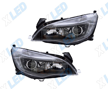 Комплект фар Opel Astra J (2012-2015) с bi-led линзами ХV5 X-LED, подключение галоген
