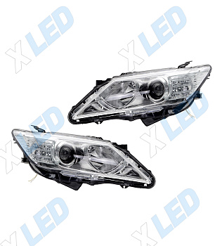 Комплект фар Toyota Camry XV50 (2011-2014) с bi-led линзами ХV5 X-LED, подключение ксенон