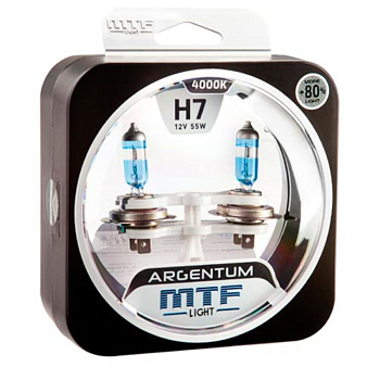 Галогенные лампы H7 MTF Argentum +80% 4000K