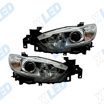 Комплект фар Mazda 6 GJ (2012-2018) с bi-led линзами ХV6 X-LED, подключение галоген