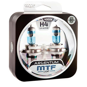 Галогенные лампы H4 MTF Argentum +80% 4000К