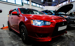 Mitsubishi Lancer Установка Bi-Led линз