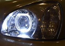 Hyundai Santa Fe - Установка линз и ангельских глазок