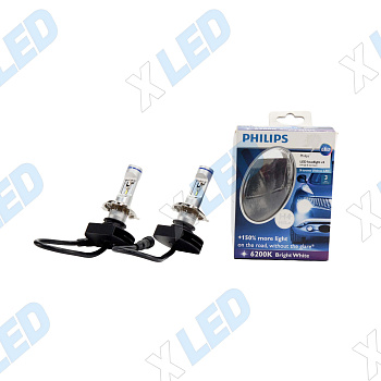 Комплект светодиодных ламп H4 Philips Bright White X-treme Ultinon LED 6200K (12953BWX2)