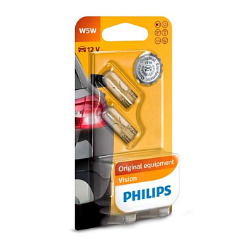 Комплект галогенных ламп W5W Philips Vision 12V