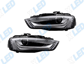 Комплект фар Audi A4 В8 (2011-2015) с bi-led линзами Х4 X-LED, подключение ксенон 