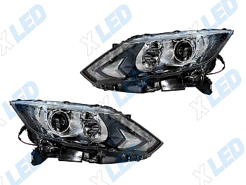 Комплект фар Nissan Qashqai (2018) с bi-led линзами Х6 X-LED, подключение галоген