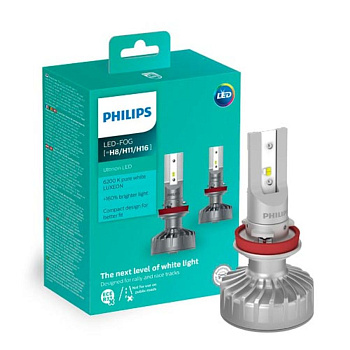 Комплект светодиодных ламп H8/H11/H16 Philips Ultinon LED +160% (11366ULWX2)