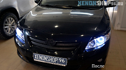 Toyota Corolla E140 Установка Би-ксеноновой линзы Koito