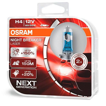Галогенные лампы H4 Osram Night Breaker Laser DuoBox 64193NL-HCB