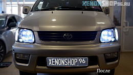 Toyota NOAH Установка Би-ксеноновых линз Hella 3
